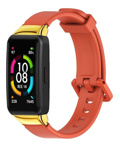 Correa Para Huawei Band 6 Y Honor Band 6 De Silicón Liso Color Naranja