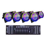 4 Mini Brut 200w Branco Quente Frio C/borda Led + Mesa Dmx