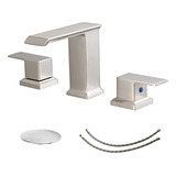 Grifo Baño 3 Agujeros Cascada Moderno Brushed Nickel 8-16