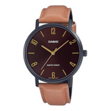 Reloj Casio Hombre Mtp-vt01bl Caja Acerada Correa De Cuero