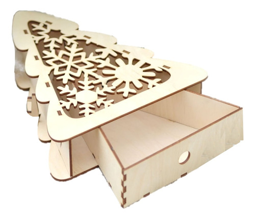 Caja Regalo Navidad Año Nuevo Arbol De Pino Mdf 3 Mm