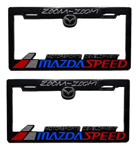 Par 2pz Porta Placa Hule Inyectado Figura Mazda Speed