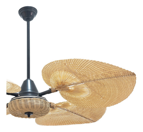 Ventilador Techo Palas Rattan Mimbre Abanico Natural Deco