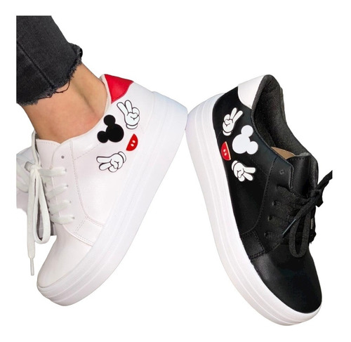 Tenis Mickey Mouse Figuras Plataforma Casuales Moda Mujer