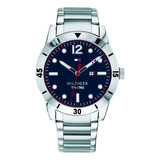 Reloj Tommy Hilfiger 1791459 Para Hombre 42 Mm Plateado Azul