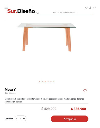 Mesa Comedor Rectangular Sur Diseño Vidrio Madera  Lenga 