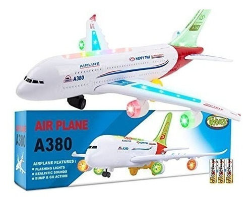 Avión De Juguete Con Luz Y Sonido A380 30 Cm 