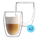 Taza Latte Doble Vidrio 350cc X2 Apta Nespesso Dolce Gusto