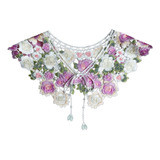 Capelet Floral Bordado De Encaje Con Cuello Falso Desmontabl