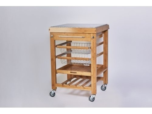 Mesa Carrito Auxiliar Cocina 1 Modulos Bambu Mármol