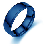 Anillo Geométrico Espejo Hombre Y Mujer 6mm Azul