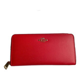 Cartera Billetera Grande Para Dama Coach Roja Original