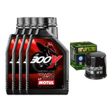 Kit Aceite Motul Sintetico 300v 15w50 Ninja Zx6r Zx10r Hf303