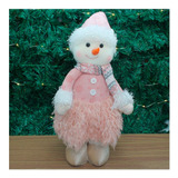 Boneco Natal Menina Boneco De Neve Rosa Natalina 43cm Cor Marrom-claro Sem