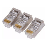 Kit Com 5 Conector Rj45 Cat6 Macho Blindado Rede