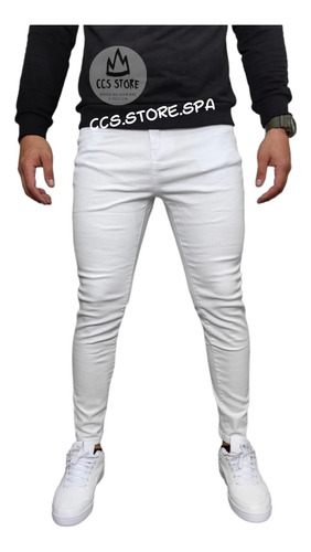 Pantalon De Hombre Blanco Elásticado Original