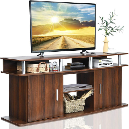 Mueble Para Tv De 70p De Madera Color Cereza Marca Tangkula