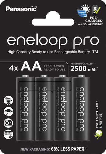 4 Pilhas Aa Recarregáveis Da Eneloop Pro 500 Recargas + Case