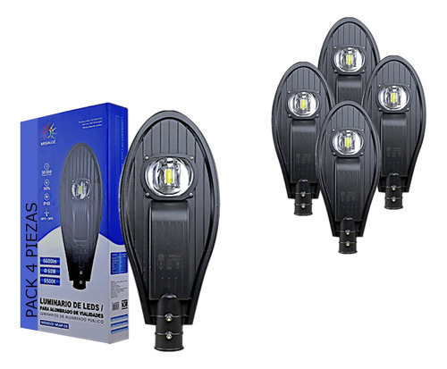 Lampara Led 60w Luminaria Suburbana 6600lm Fotocelda 4 Pzas