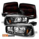 Fit 2006-2008 Dodge Charger Drl Led Black 1pc Headlights Oai