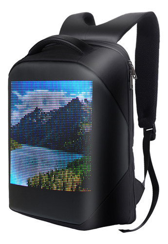 Mochila Con Pantalla Led De Moda, Impermeable A Todo Color Color Negro Diseño De La Tela Hecho De Tela Impermeable De Alta Calidad Protege Tu Pantalla Led En Días De Lluvia