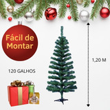 Árvore Natal Pinheiro Verde 1,20 Metros 120 Galhos Montada