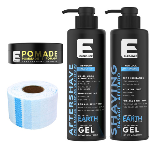 Kit Elegance Para Afeitar, Papel Cuello + Pomada Para Peinar