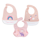 Set De 3 Baberos Silicona Para Bebe Ecologico Impermeable