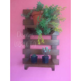 Set 2 Repisas Jardineras De Madera Porta Macetas Barnizada