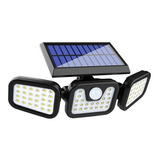 Luz Solar Foco Triple Cabezal Ajustable Sensor Movimientos
