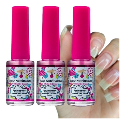 Esmalte Base Nutri Bomba Fortalecedora De Unhas 3 Unidades