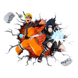 Adesivo De Parede - Buraco 3d - Naruto E Sasuke - 150x100cm