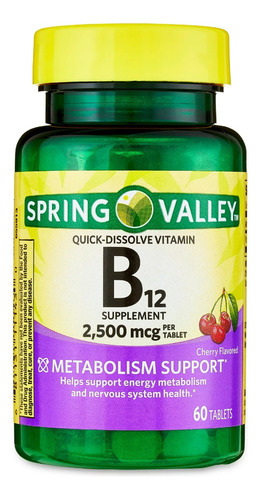 Spring Valley Vitamina B12 Disolucion Rapida 2500mcg 60 Tab