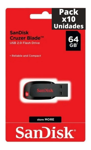 Pack X 10 Pendrive Sandisk 64 Gb Pen Usb Somos Mayoristas