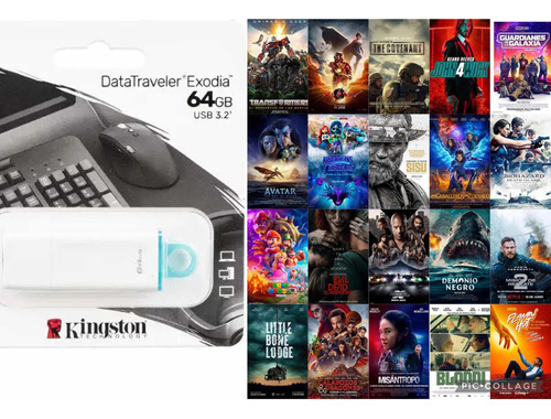 Memoria Usb  64 Gb Películas Estrenos Recientes Cine 2023