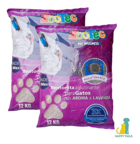 Piedras Aglomerantes Lavanda Zootec 2 X 12 Kg - Happy Tails