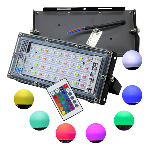 Reflector Led Multicolor 50w Rgb C/control Megaluz (450w)