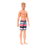 Muñeca Barbie Ken Beach Con Traje De Baño A Rayas, Para