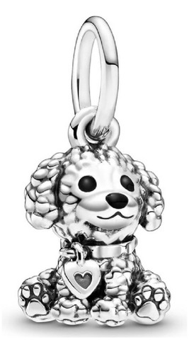 Charm Perro Poodle Caniche En Plata 925 Silver Heart