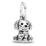 Charm Perro Poodle Caniche En Plata 925 Silver Heart