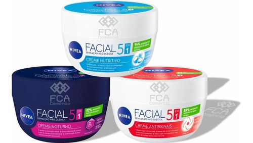 Creme Facial Nivea Antissinais, Nutritivo E Noturno -kit C 3