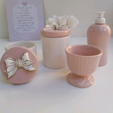 Kit Higiene Porcelana Rosa Seco Laço