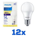 Paquete De 12 Focos 14w Led Philips 3000k Luz Cálida