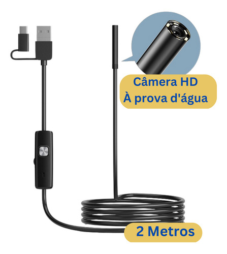 Câmera Hd Inspeção Endoscópio Boroscópio Profissional Usb