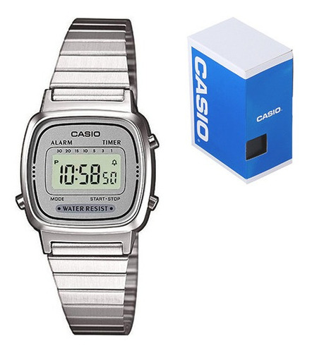 Reloj Casio Dama Vintage La670 Gris Acero Cronometro Alarma