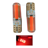 2 Led Auto T10 Canbus Cob Siliconado Gel, 12v., Rojo, Kobo