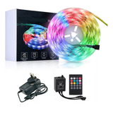 Tira Luces Led Rgb Con Transformador Exterior Autoadhesivas