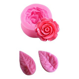 Molde Silicona Rosa - Hoja Y Textura  3d - Mediana