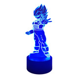 Lámpara Led 3d Príncipe Vegeta Dragon Ball Z Goku 7 Colores