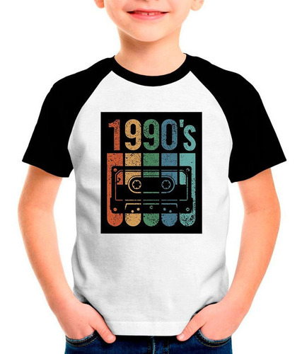 Camiseta Raglan Retro 1990 Fita Cassete Camisa Infantil
